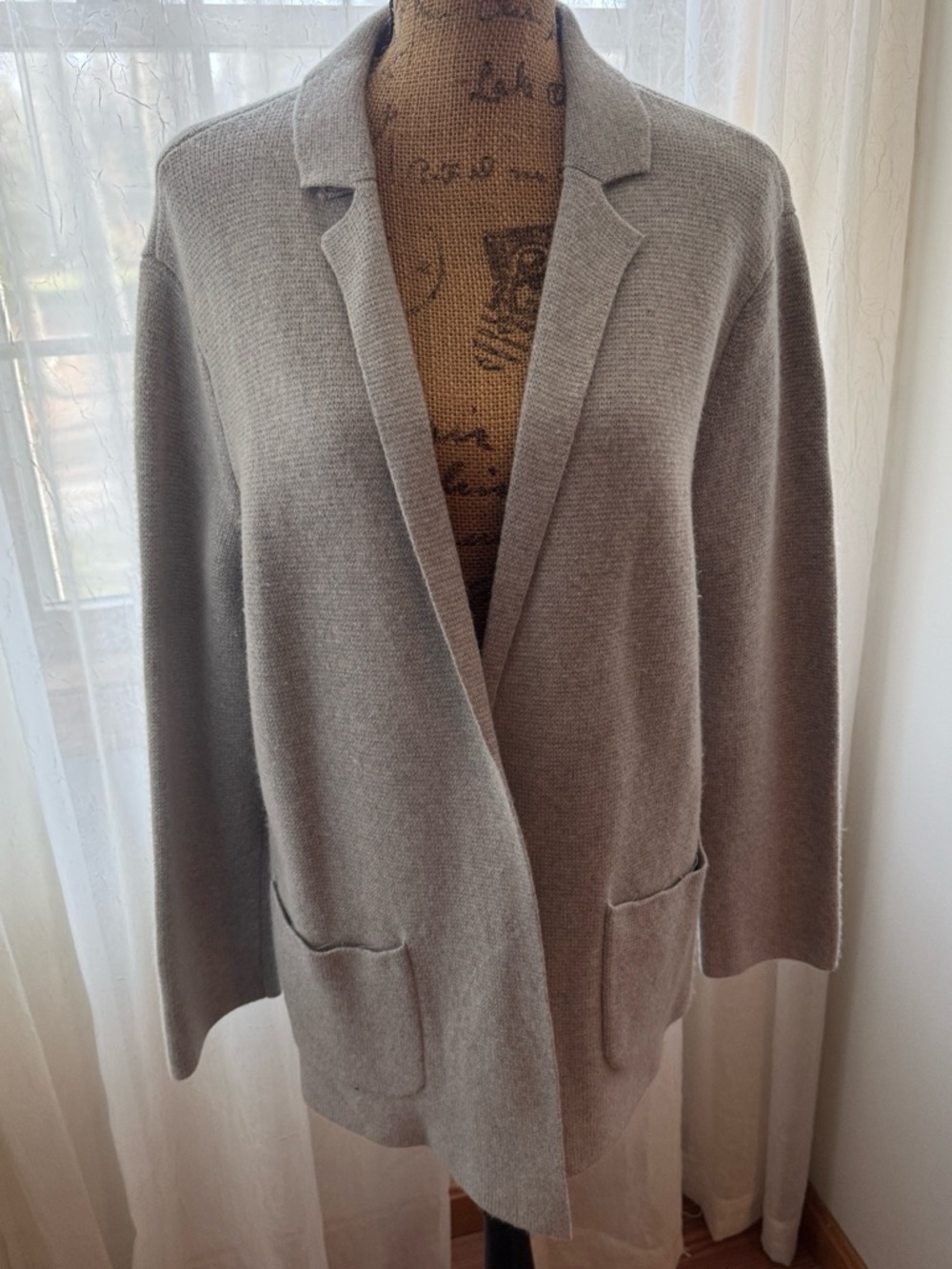 Talbots Light Gray Open-Front Knit Blazer